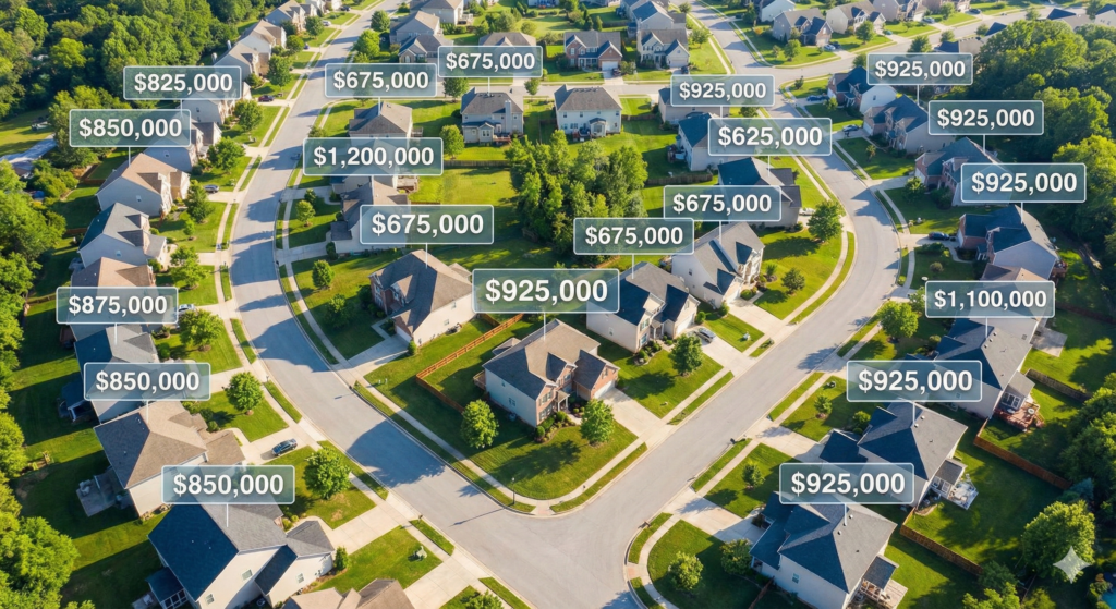 neighborhood with home values